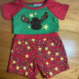 Build A Bear Outfit rot Rentier Elch Weihnachten Pyjama Schlafanzug 2-teiliges Set - Bild 1 von 7