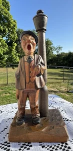Old ANRI Hand Carved Drunk Man At Lamp Post Bar Set ~ Corkscrew & Bottle Opener - Picture 1 of 16