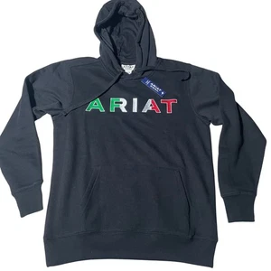 NWT ARIAT Real Mexico Blk Hoodie Size M/M Sweatshirt Fall Womens Casual rack - Picture 1 of 6