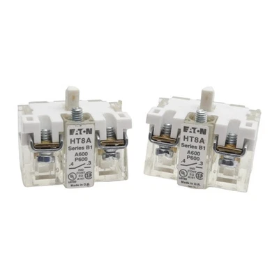 Lot of 2 Eaton HT8A Pushbutton Contact Block, 1N.O., 12A 600VAC, 30.5mm - Image 1 of 4
