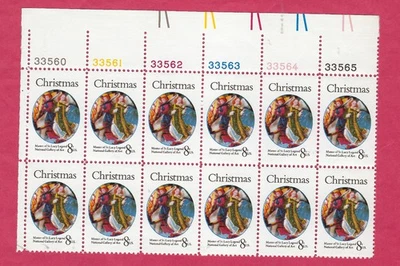US SCOTT 1471 CHRISTMAS  MARY QUEEN OF HEAVEN  8¢  1972 PLATE BLOCK OF 12 MINT - Image 1 of 2