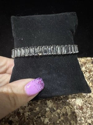 Pulsera elástica nocturna de plata de lujo de cristal Touchstone NUEVA Foto 1 de 4