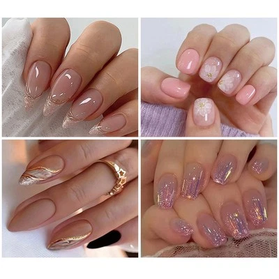 24Pcs French Style Colored Press On Nails Gel Reusable Nail Tips Fast Wearable - Image 1 of 4