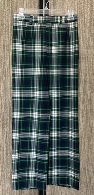 VTG 70’s David Brooks Women’s Tartan Plaid Wool Pants Navy Green Sz S (VTG 10) - Image 1 of 4