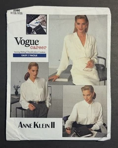 Vogue Career Sewing Pattern #2390 Anne Klein Misses Blouse Size 6-8-10 Uncut - Picture 1 of 3