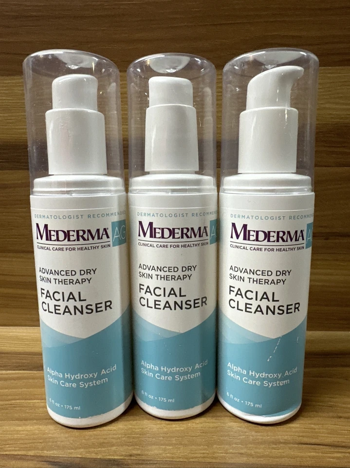 Lote de 3 limpiadores faciales Mederma Advanced terapia piel seca alfa hidroxiácido 6z Foto 1 de 4