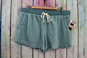 Women's Avia Reverse Fleece Shorts XLARGE Aqua Slate Lounge Activewear Relaxed - Picture 1 of 12