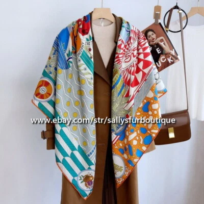 Sallys Boutique 70% Cashmere 30% Silk Wrap Scarf Aztec Print 2 Face Shawl 53" - Image 1 of 4