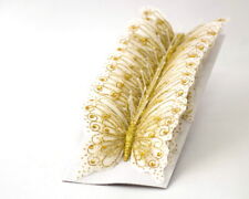 12PC 4" Gold Glitter Monarch Feather Butterflies Crafts DIY Wedding Cake Topper 