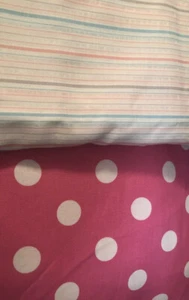 Cotton Fabric Lot Polka Dot Print 3Yds X 44 pink Polka Dots & Pink Stripes 64x46 - Picture 1 of 3