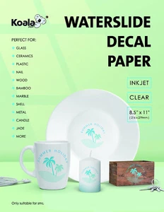 Koala Waterslide Decal Paper Clear Inkjet 40 Sheets Water Transfer Paper 8.5x11 - Picture 1 of 10