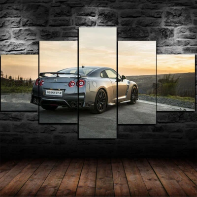 Póster de arte de pared con impresión en lienzo de 5 paneles para decoración del hogar Nissan GT-R Super Car Foto 1 de 4