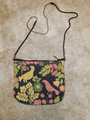 Bolso Bandolera Vintage Floral Tapiz Bolso de Hombro Borde Negro Boho Hippie Foto 1 de 4