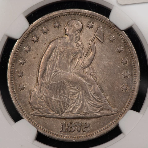 1872 Seated Liberty Silver Dollar - Excellent Eye Appeal - NGC AU Dets - B3426 Cover
