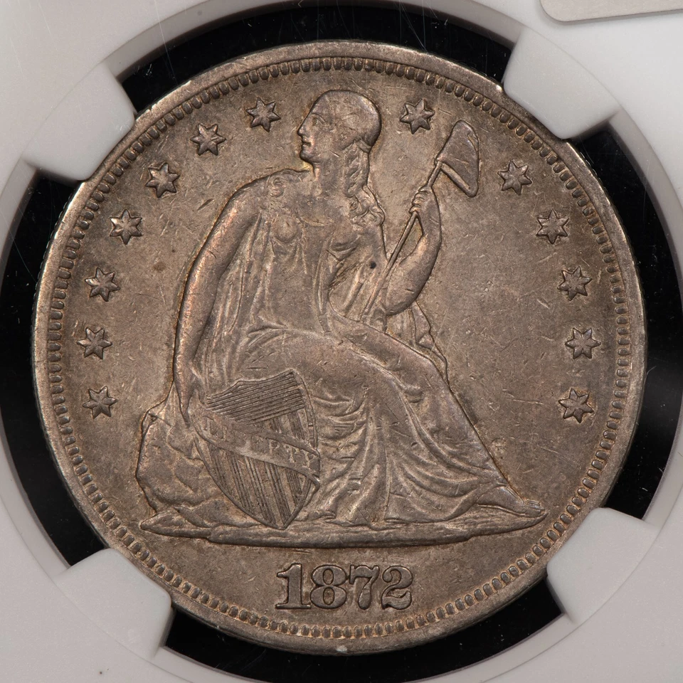 1872 $1 Seated Liberty Silver Dollar -Excellent Eye Appeal- NGC AU Dets - B3426 - Image 1 of 4