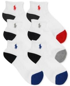 Polo Ralph Lauren 6-Pk. Color-Blocked Quarter Low-Cut Socks, Boys Size 4-7 NWOT