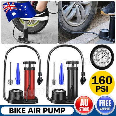 Portable Bicycle Bike Air Pump 160 PSI with Gauge Foot Floor Ball Inflator Kit - image 1 of 4