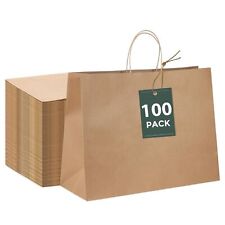 GSSUSA 16x6x12 Brown Kraft Paper Bags with Handles, Gift Bags, Bags for Small Bu