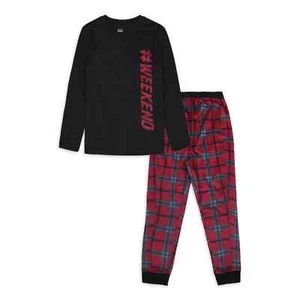 Wonder Nation Boys Long Sleeve Shirt and Pant Pajama Set, 2-Piece, 8 Husky - Picture 1 of 3