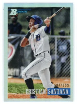 2021 Bowman Heritage Chrome Refractor Cristian Santana /199 Tigers - Image 1 of 2