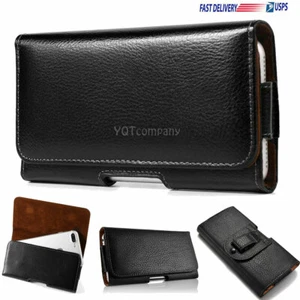 For Samsung Galaxy Leather Holster Belt Loop Clip Carrying Case Horizontal Pouch - Picture 1 of 24