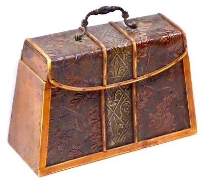 Cartera de Madera con Vinilo de Latón Tooled sobre Paneles de Abedul Boho Hippie De Colección Foto 1 de 4