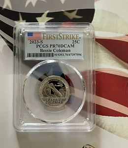 2023 S 25C verkleidet Bessie Coleman Quarter PCGS PR70DCAM Erstschlag - Bild 1 von 2