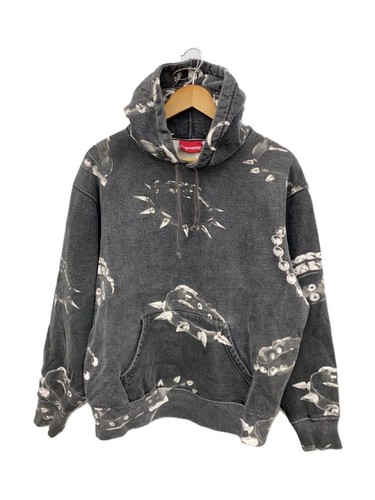 Supreme Felpa con Cappuccio S Cotone Nero Motivo All Over