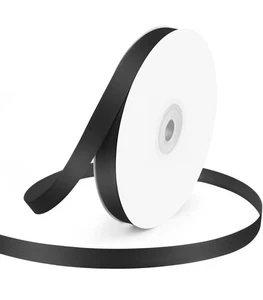 3/8 Zoll breit x 50 Yards schwarz einseitiges Polyester Satinband - Bild 1 von 1