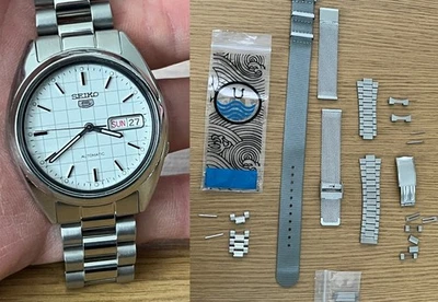 Seiko 5 Automatic SNXF05 SNXF05K1 SNXF05K Men's Watch White Dial Stainless SNXS - Image 1 of 4