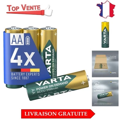 Varta Ready 2 Use - 4 Piles AA Rechargeables 2100 mAh avec 5 Ans de - Photo 1/4