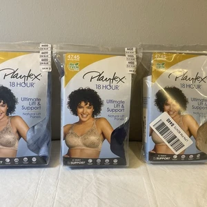 Women’s Playtex 18 Hour Lift Bra 4745 Wireless 44DD Set Of 3 New Open - Picture 1 of 6