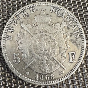 PIÈCE DE 5 FRANCS ARGENT NAPOLEON III 1868 BB (1322) - Picture 1 of 2