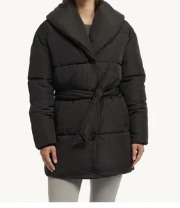 Badgley Mischka Yoko Schalkragen Puffer Jacke Gr. XS Gürtel warm atemberaubend - Bild 1 von 5