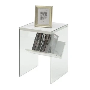 Convenience Concepts SoHo End Table in Faux White Marble Wood Finish - Picture 1 of 4