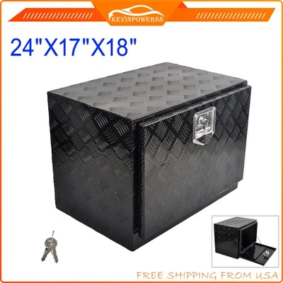 24"x17x18" inch Black Aluminum Truck Bed Underbody Tool Box Trailer Storage+Lock - Image 1 of 4