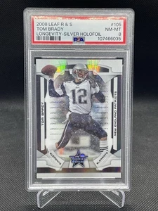2008 Leaf R & S Tom Brady Elements Longevity Silver Holofoil #/99 PSA 8 #105 - Picture 1 of 2