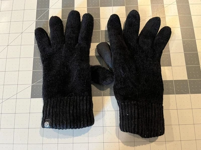 Guantes para mujer pantalla táctil-forrados para clima frío mezcla de algodón térmico tejido-negro-en Foto 1 de 4