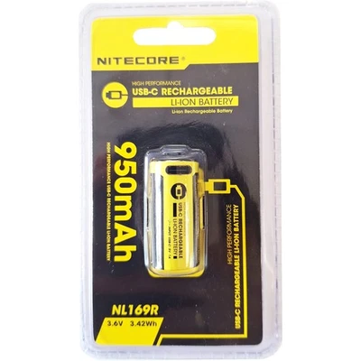 Nitecore NL169R USB-C Rechargeable 16340 Li-ion Battery 950 mAh 3.6V 3.42Wh - Image 1 of 4