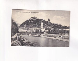 F213) GRAZ Steiermark - FRANZISKANERKIRCHE u. Schloßberg mit Brücke 1916 - Bild 1 von 2