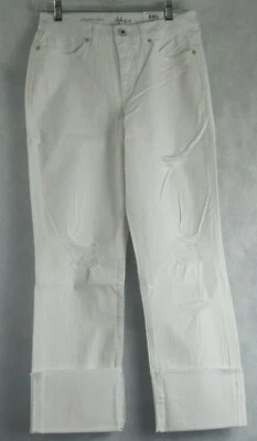 Pantalones de mezclilla rectos recortados rasgados para mujer Style & Co., blancos, talla 6 Foto 1 de 3