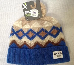NUEVO CON ETIQUETAS Para hombres Bula Azul Tostado Forrado Mezcla de Lana Tejido Invierno Pom Sombrero Gorra - Imagen 1 de 4
