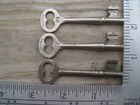 one CORBIN  Door Mortise Lock signed Skeleton key # p 4 Cover