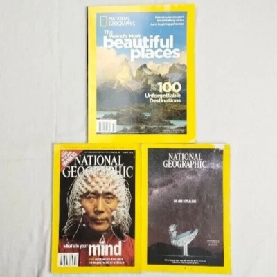 Lot Of 3 National Geographic Magazines  World's Most Beautiful Places Mind Alone Foto 1 de 4