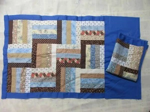 2 Unfinished Quilt Tops 35 x 20 Blue Paisley Hearts Floral Patterns Random Color - Picture 1 of 9