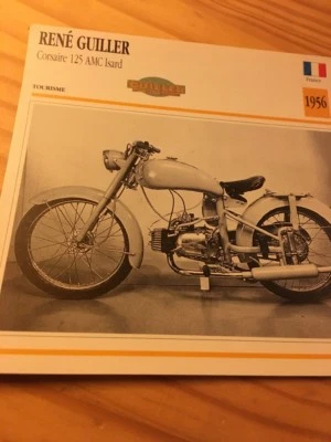 René Guiller Corsario 125 AMC Isard 1956 Tarjeta Moto Colección Atlas Francia - Imagen 1 de 2