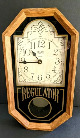 Vintage Wall/Standing Regulator Clock Elgin Clock Corp.USA  Battery Operated 16" Cover