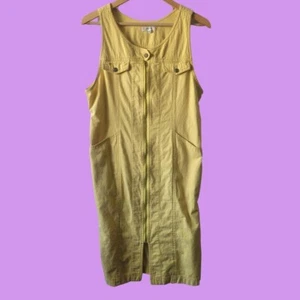 Yellow Denim Vintage 90s Overall Style Dress - Picture 1 of 3