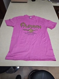 Vintage Aladdin Hotel Casino Las-Vegas Pink Shirt Womens Small Single-Stitch - Picture 1 of 4