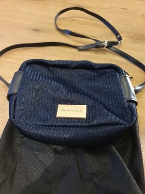Bimba Y Lola Bag Designer Navy Blue Shoulder Messenger Crossbody Bag With Logo - Image 1 of 4